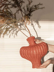 Handmade Wabi Sabi Ceramic Pottery Vase - Red / Black / White - Vases - Wabi Sabi Vase - Brick Red - INSPECIAL HOME