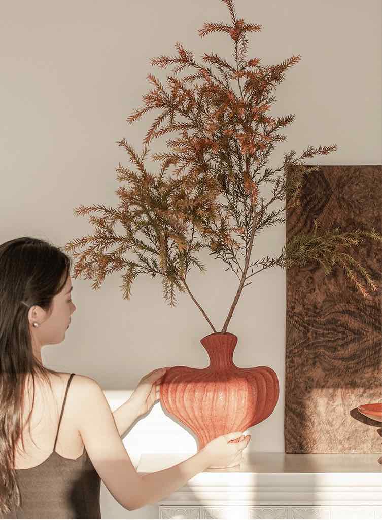 Handmade Wabi Sabi Ceramic Pottery Vase - Red / Black / White - Vases - Wabi Sabi Vase - Brick Red - INSPECIAL HOME