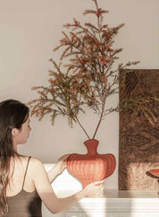 Handmade Wabi Sabi Ceramic Pottery Vase - Red / Black / White - Vases - Wabi Sabi Vase - Brick Red - INSPECIAL HOME