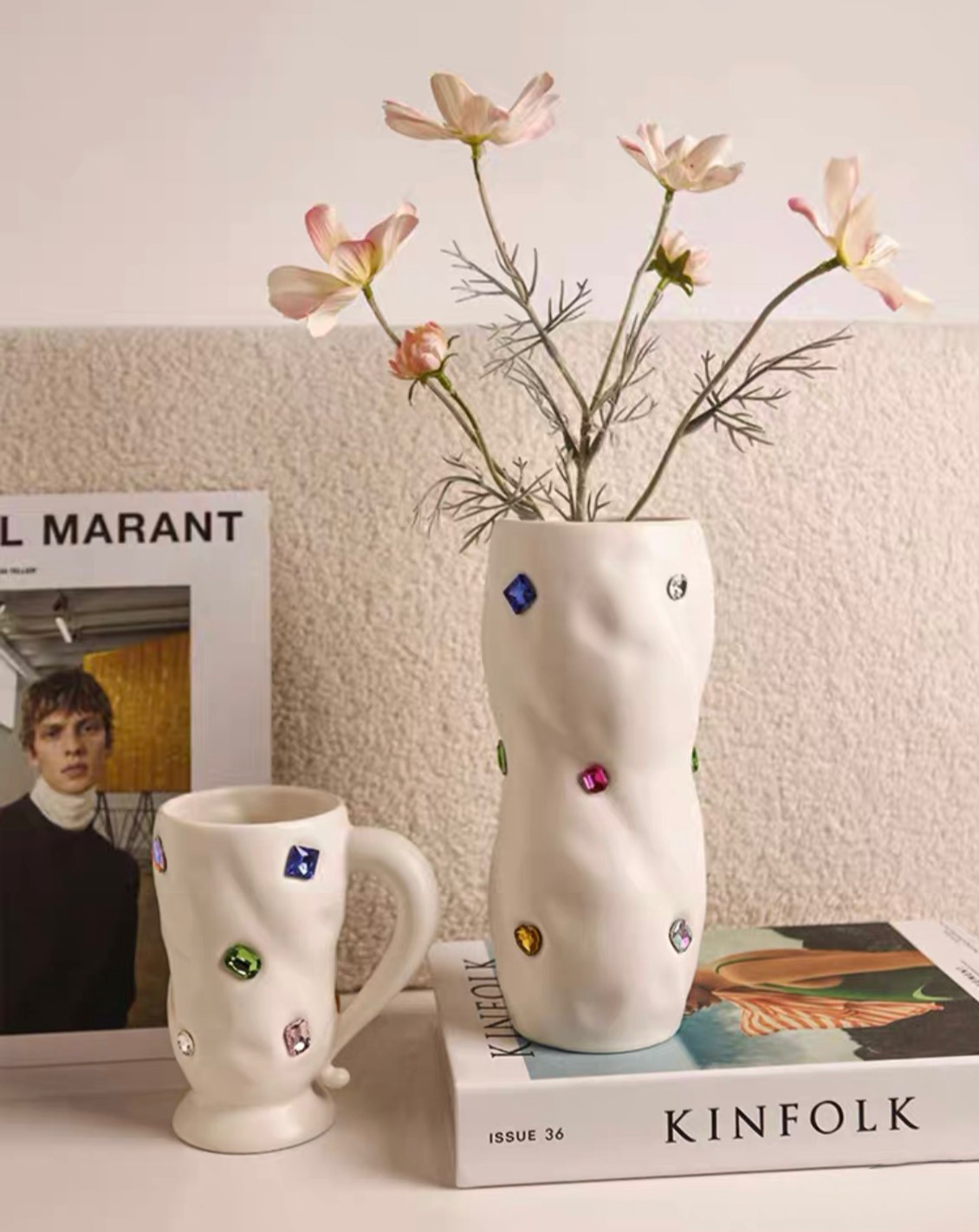 Handmade Ceramic Gemstone Twsity Vase - Handmade Ceramic Gemstone Twsity Vase - Titanium - INSPECIAL HOME