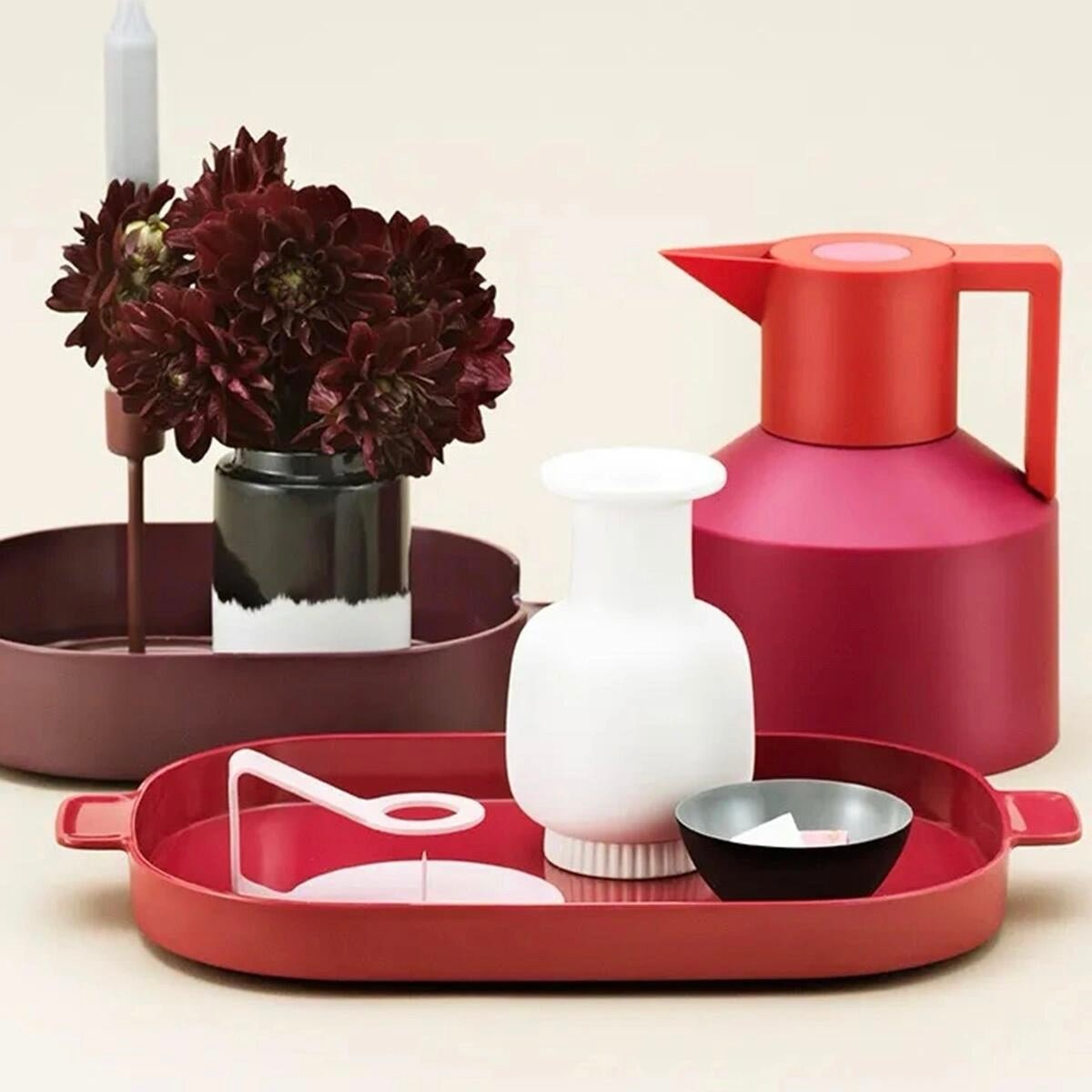 Insulated Geometric Water Pitcher - Large Thermal Jug for Cold or Hot Beverages - Geometric Insulated Pitcher - Rosy - Inspecial Home