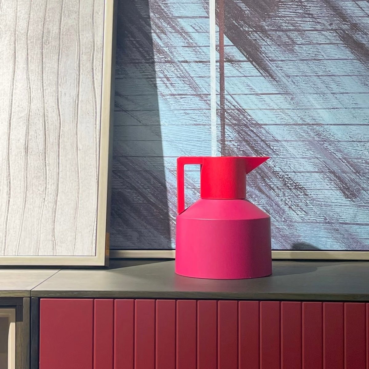 Insulated Geometric Water Pitcher - Large Thermal Jug for Cold or Hot Beverages - Geometric Insulated Pitcher - Rosy - Inspecial Home