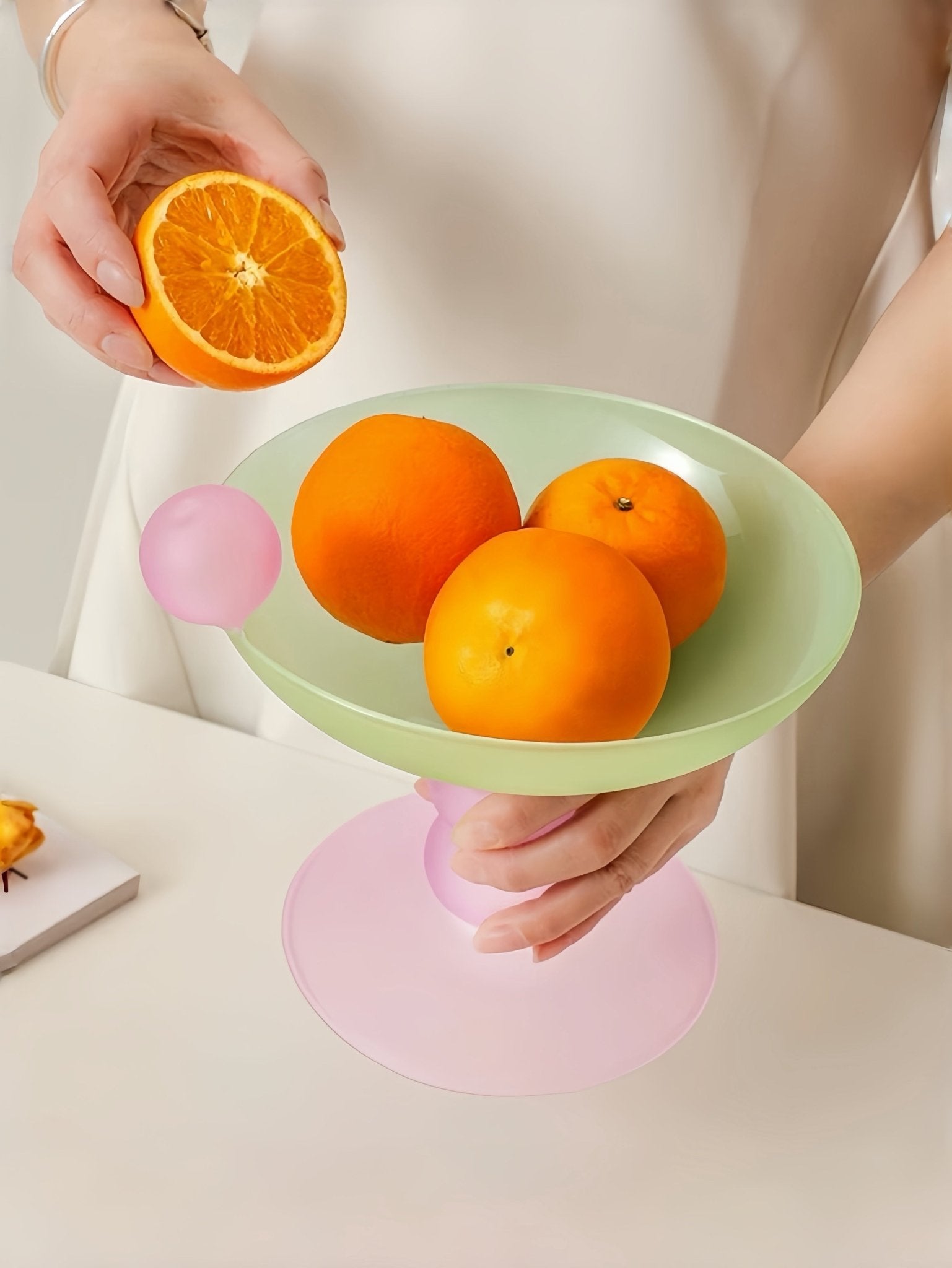 Jelly Bean Footed Tray Fruit Bowl - Whimsical Dopamine Table Setting Centerpiece - fruit bowl - Jelly Bean Fruit Bowl - Passion Fruit - Medium - INSPECIAL HOME