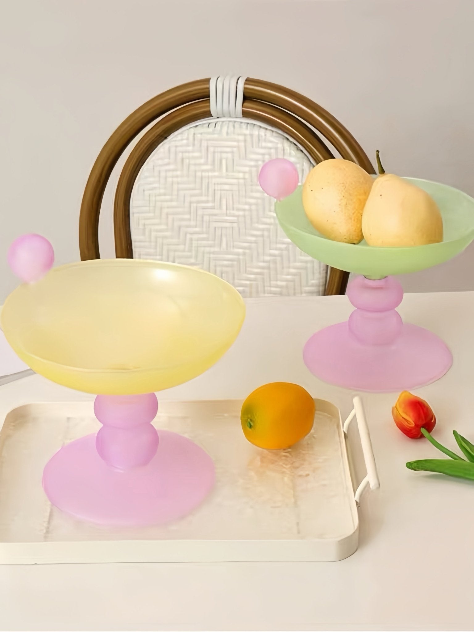 Jelly Bean Footed Tray Fruit Bowl - Whimsical Dopamine Table Setting Centerpiece -fruit bowl- Jelly Bean Fruit Bowl - Passion Fruit - Medium - INSPECIAL HOME