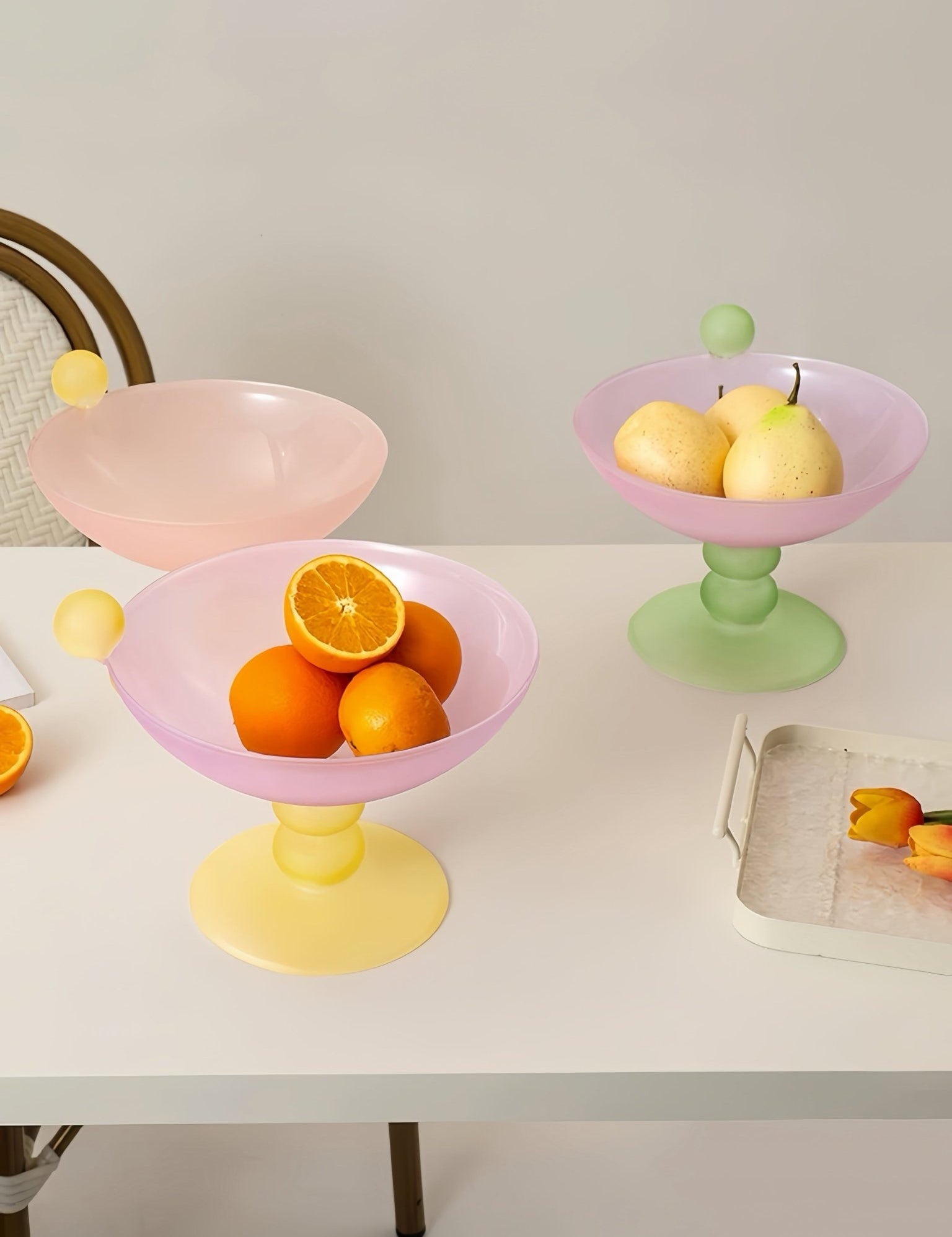 Jelly Bean Footed Tray Fruit Bowl - Whimsical Dopamine Table Setting Centerpiece - fruit bowl - Jelly Bean Fruit Bowl - Passion Fruit - Medium - INSPECIAL HOME