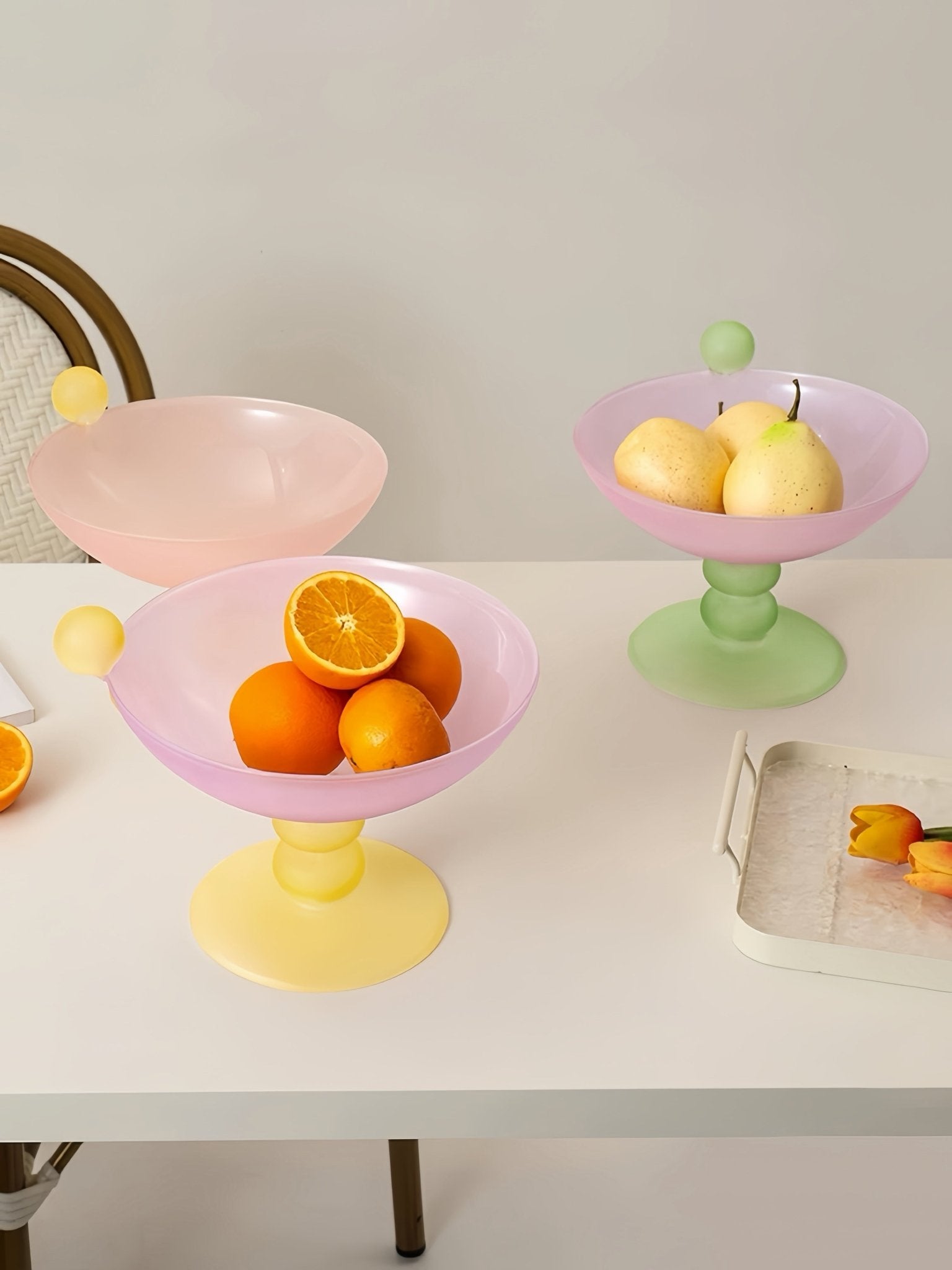 Jelly Bean Footed Tray Fruit Bowl - Whimsical Dopamine Table Setting Centerpiece - fruit bowl - Jelly Bean Fruit Bowl - Passion Fruit - Medium - INSPECIAL HOME