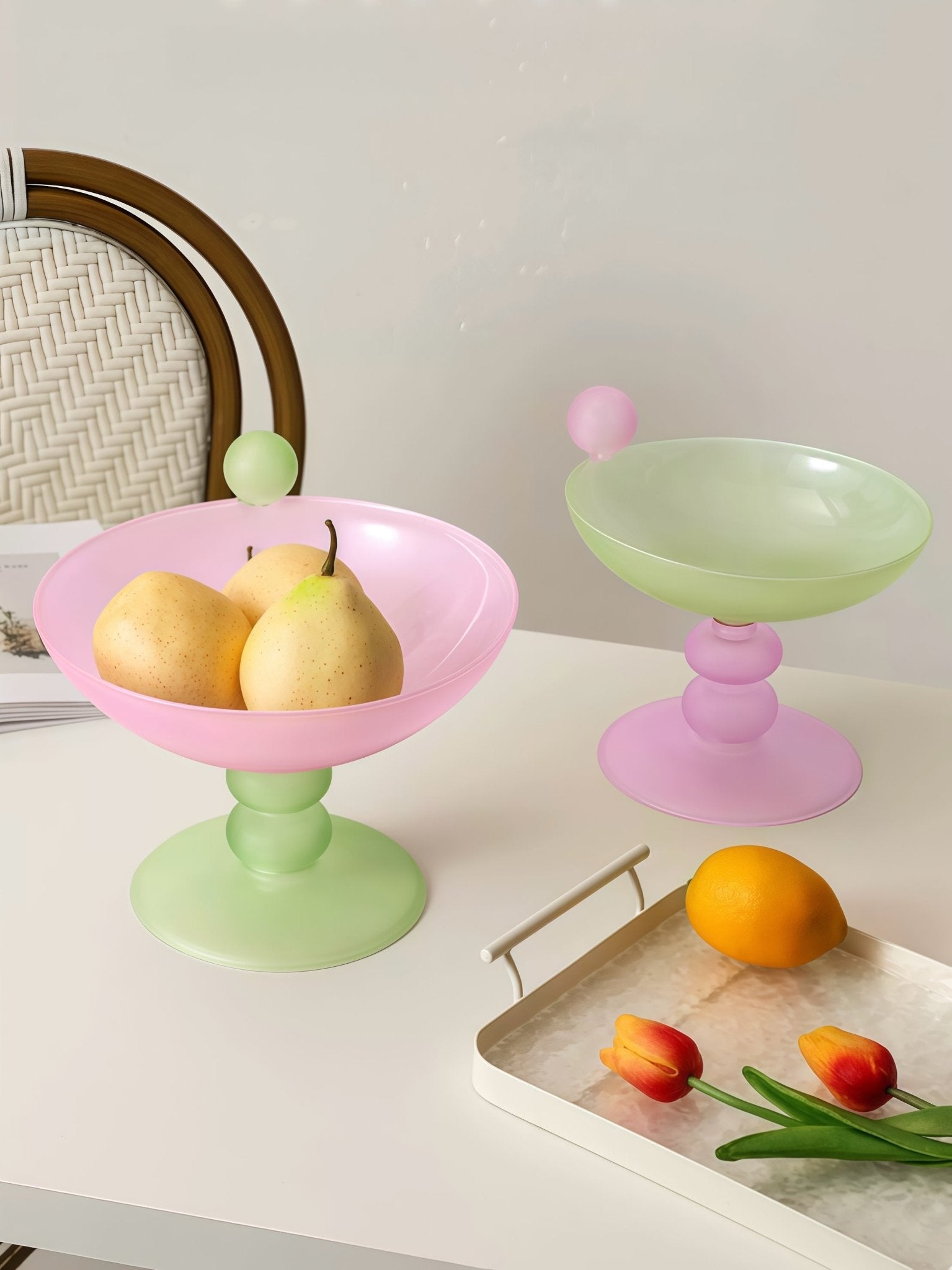 Jelly Bean Footed Tray Fruit Bowl - Whimsical Dopamine Table Setting Centerpiece - fruit bowl - Jelly Bean Fruit Bowl - Passion Fruit - Medium - INSPECIAL HOME