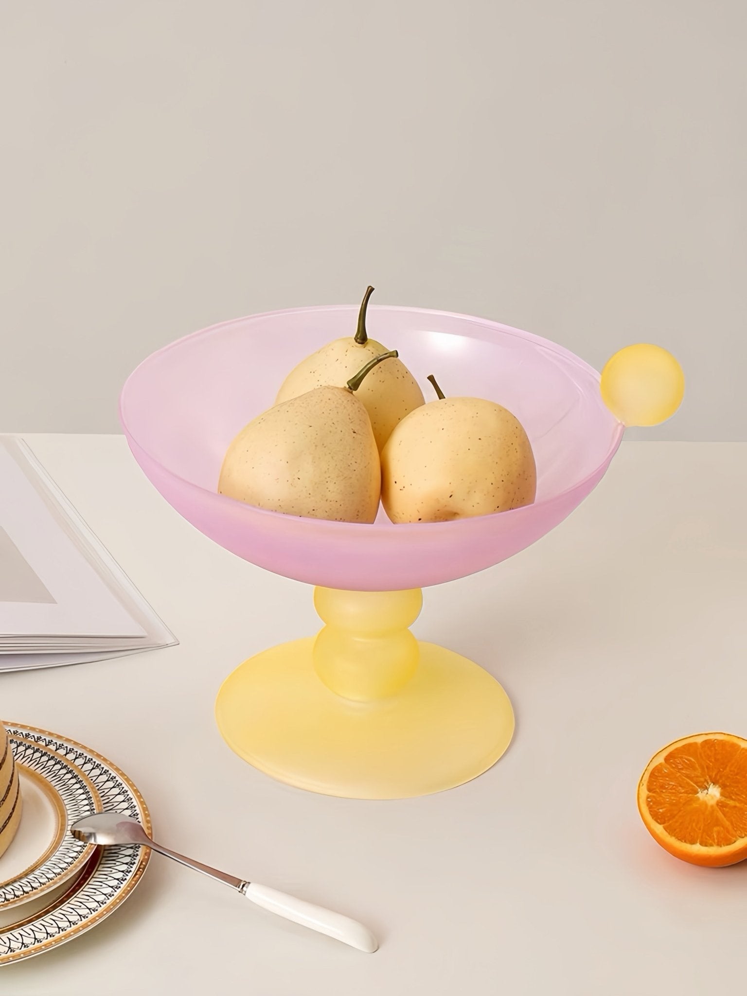 Jelly Bean Footed Tray Fruit Bowl - Whimsical Dopamine Table Setting Centerpiece -fruit bowl- Jelly Bean Fruit Bowl - Passion Fruit - Medium - INSPECIAL HOME