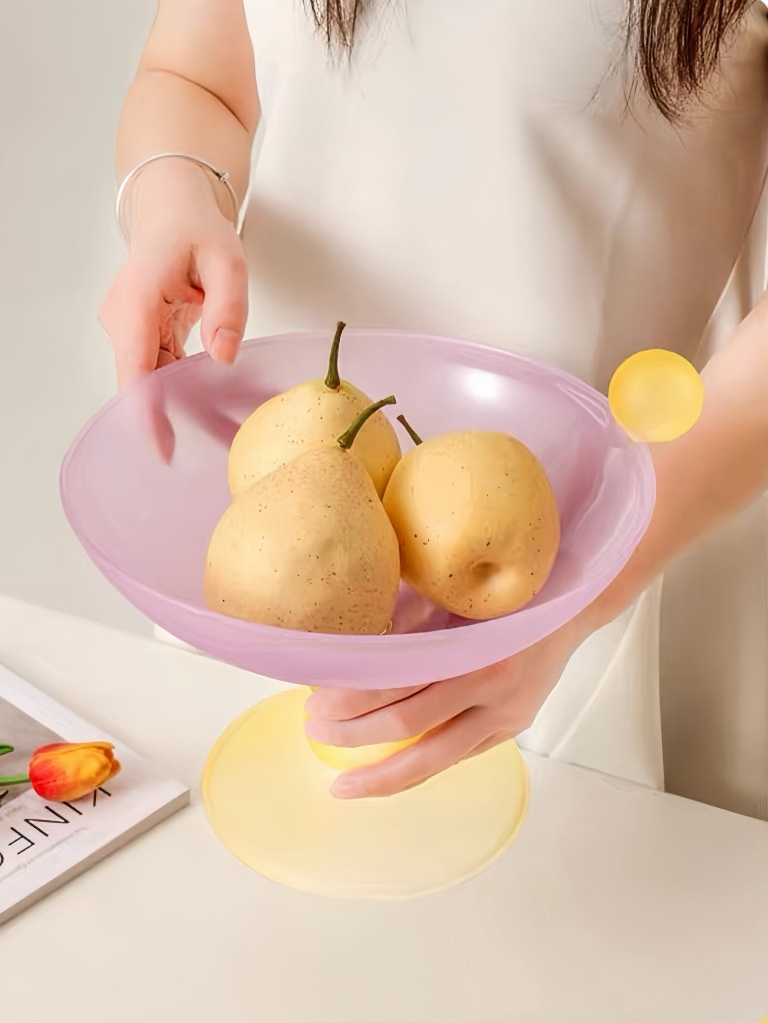 Jelly Bean Footed Tray Fruit Bowl - Whimsical Dopamine Table Setting Centerpiece -fruit bowl- Jelly Bean Fruit Bowl - Passion Fruit - Medium - INSPECIAL HOME