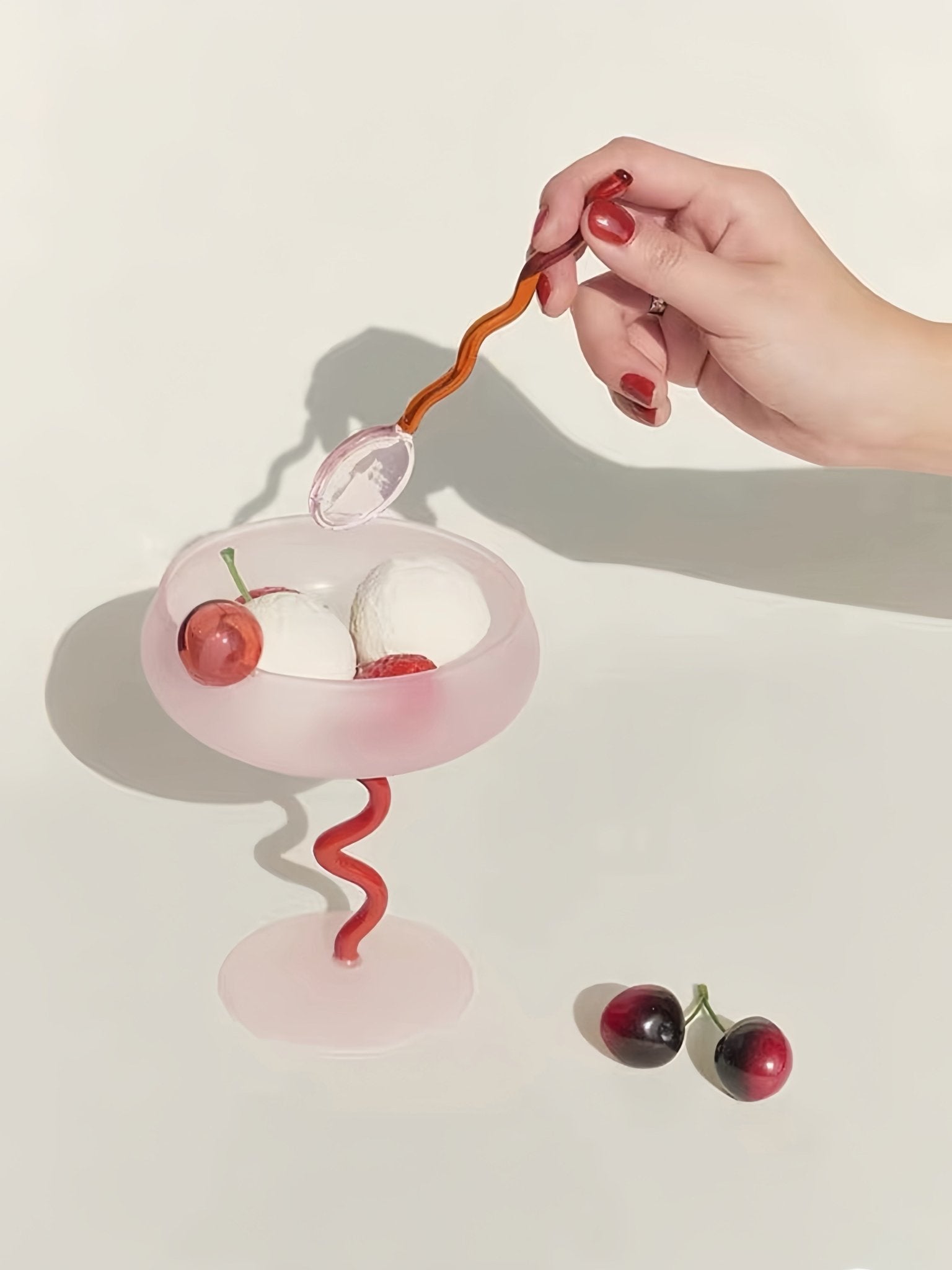 Jelly Bean Wine Glass - Whimsical Eclectic Dopamine Cocktail Coupe - Stemware - Jelly Bean Goblet - Strawberry - INSPECIAL HOME