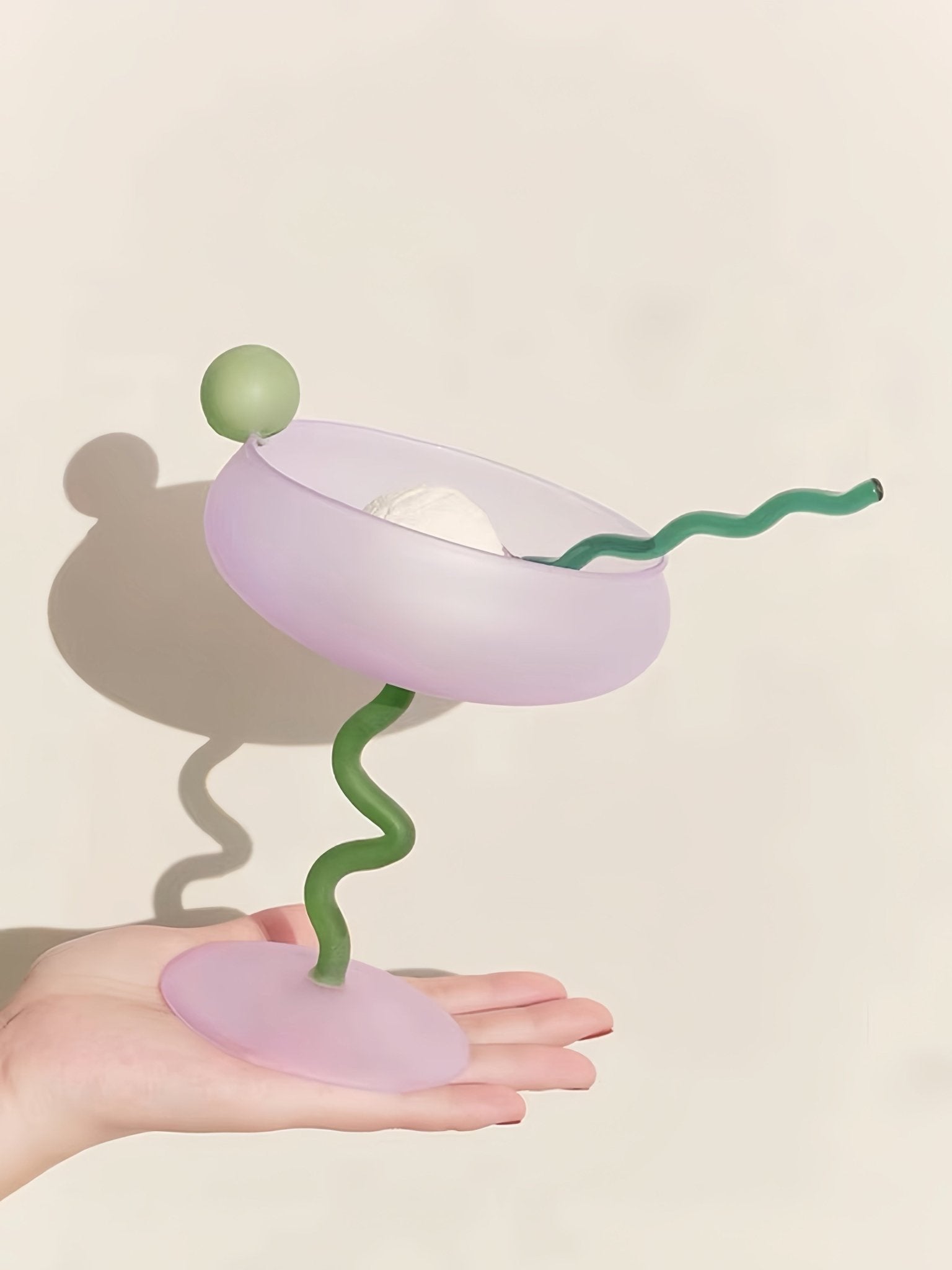Jelly Bean Wine Glass - Whimsical Eclectic Dopamine Cocktail Coupe - Stemware - Jelly Bean Goblet - Strawberry - INSPECIAL HOME