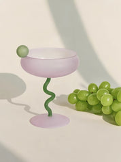 Jelly Bean Wine Glass - Whimsical Eclectic Dopamine Cocktail Coupe - Stemware - Jelly Bean Goblet - Strawberry - INSPECIAL HOME