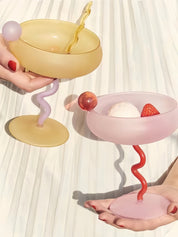 Jelly Bean Wine Glass - Whimsical Eclectic Dopamine Cocktail Coupe - Stemware - Jelly Bean Goblet - Strawberry - INSPECIAL HOME