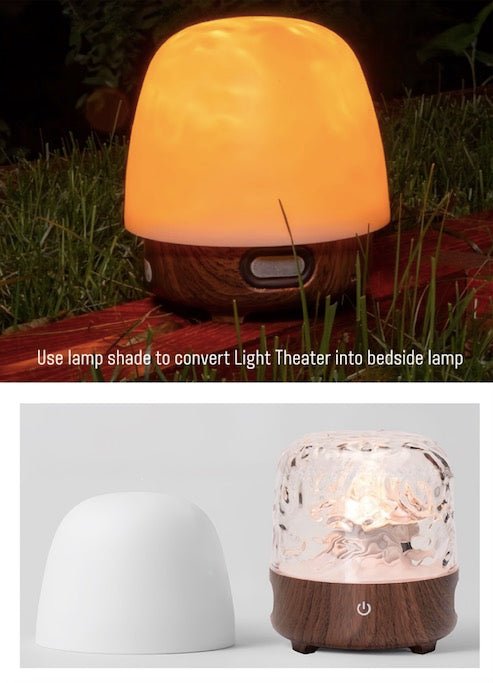 Light Theatre: Ambient Light With Stereo Speaker, Ripple Sunset Aurora Projector All - in - 1 - Light Theatre - Wooden With Lamp Shade - INSPECIAL HOME