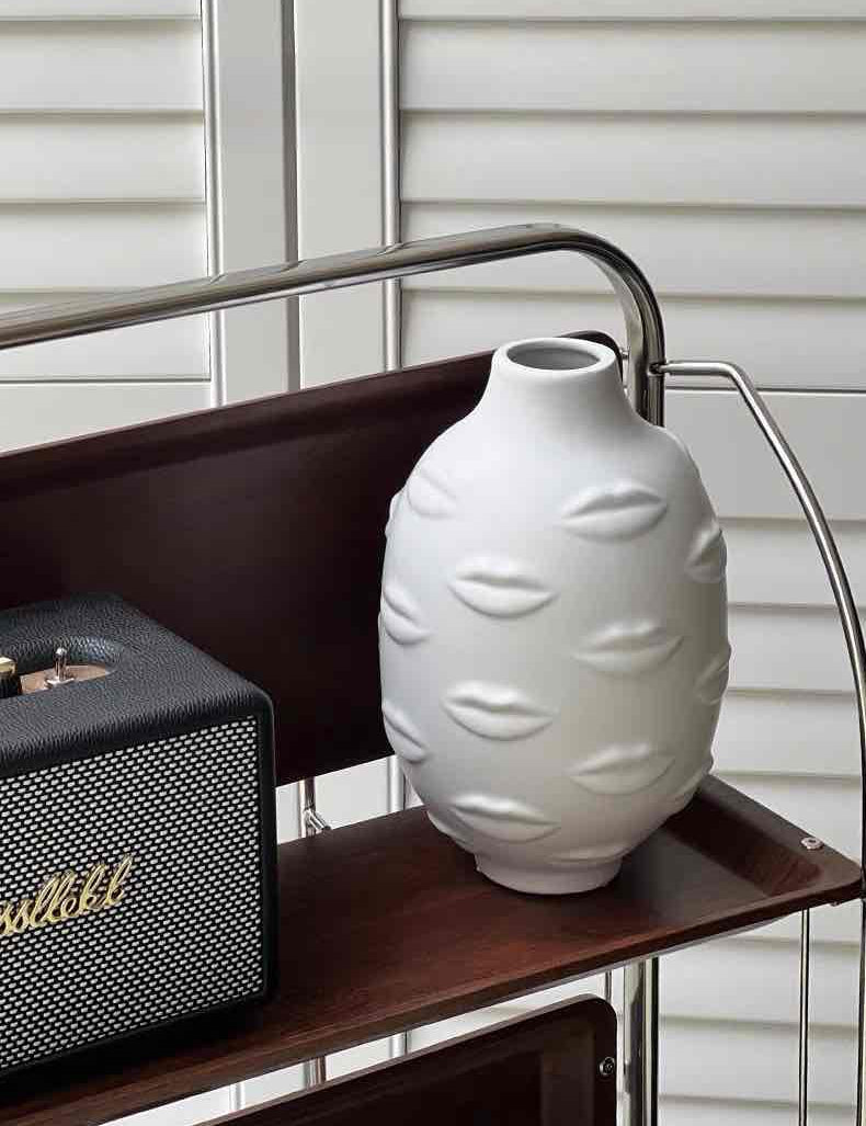 Lip Vase - Modern Abstract Decorative Ceramic Flower Centerpiece Vase - Vases - Lip Vase-White - Jonathan Adler