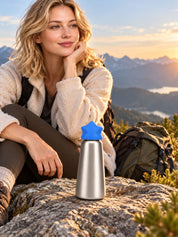 Little Star Stainless Steel Water Bottle, Playful 500 mL Reusable Bottle with Colorful Star Cap for Work, Gym&Travel -Thermoses- Little Star Stainless Steel Water Bottle-Light Blue - INSPECIAL HOME