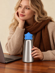 Little Star Stainless Steel Water Bottle, Playful 500 mL Reusable Bottle with Colorful Star Cap for Work, Gym&Travel -Thermoses- Little Star Stainless Steel Water Bottle-Blue - INSPECIAL HOME