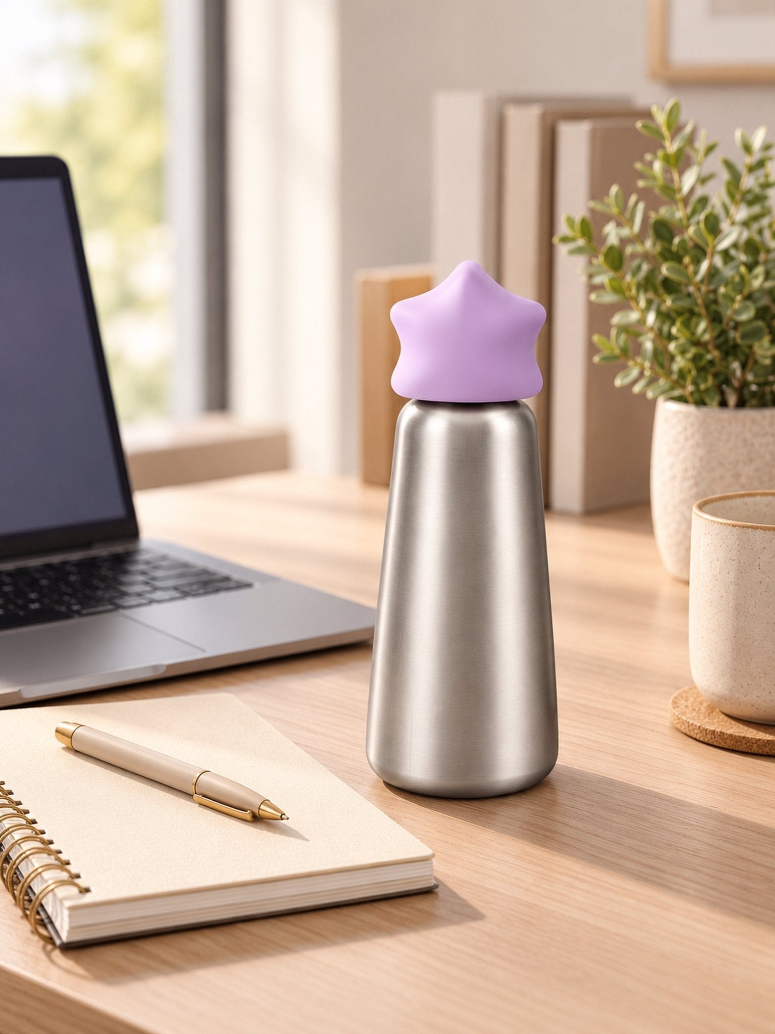 Little Star Stainless Steel Water Bottle, Playful 500 mL Reusable Bottle with Colorful Star Cap for Work, Gym&Travel -Thermoses- Little Star Stainless Steel Water Bottle-Light Blue - INSPECIAL HOME