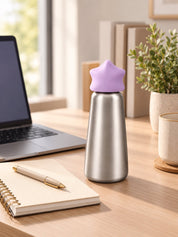Little Star Stainless Steel Water Bottle, Playful 500 mL Reusable Bottle with Colorful Star Cap for Work, Gym&Travel -Thermoses- Little Star Stainless Steel Water Bottle-Light Blue - INSPECIAL HOME