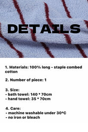 Modern Misty Blue Stripe Bath Towel — 100% Long - Staple Cotton, Soft, Plush & Absorbent - Misty Blue Stripe Towel - Hand Towel - INSPECIAL HOME