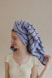 Modern Misty Blue Stripe Bath Towel — 100% Long - Staple Cotton, Soft, Plush & Absorbent - Misty Blue Stripe Towel - Bath Towel - INSPECIAL HOME