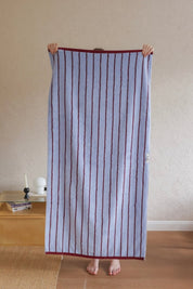 Modern Misty Blue Stripe Bath Towel — 100% Long - Staple Cotton, Soft, Plush & Absorbent - Misty Blue Stripe Towel - Bath Towel - INSPECIAL HOME