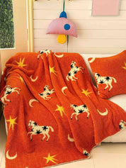Moonlit Gallop Throw Blanket, Retro Soft & Fluffy Sofa Throw for Cozy Living Room Decor -Throw Blanket- Moonlit Gallop Throw Blanket-Orange - INSPECIAL HOME