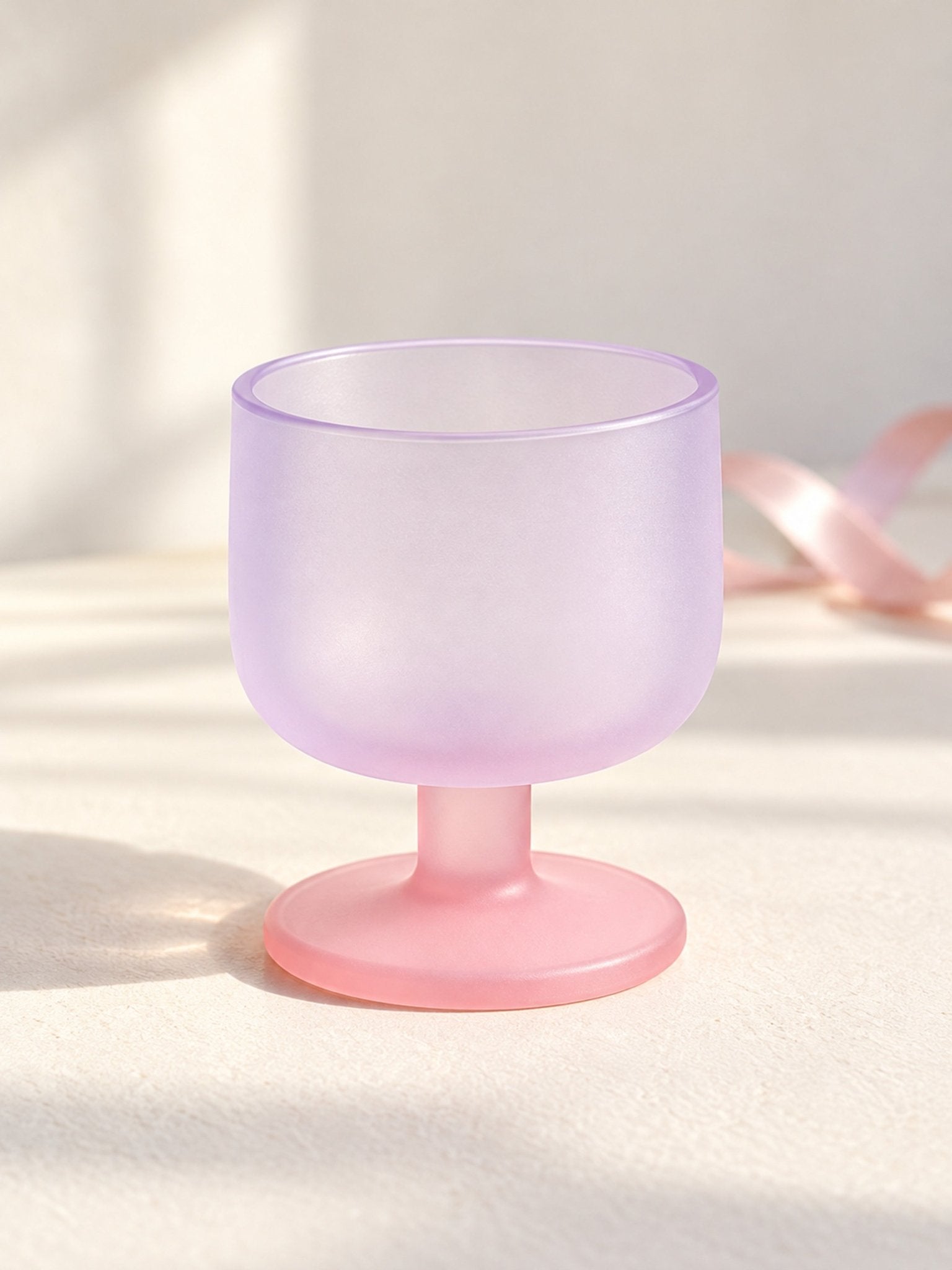 Morning Glow Frosted Glass Goblets Set of 2, Dopamine Pastel Wine Cocktail Glass for Table Setting -Wine Glass- Morning Glow Frosted Glass Goblets Set of 2-Purple - INSPECIAL HOME