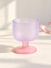 Morning Glow Frosted Glass Goblets Set of 2, Dopamine Pastel Wine Cocktail Glass for Table Setting -Wine Glass- Morning Glow Frosted Glass Goblets Set of 2-Purple - INSPECIAL HOME
