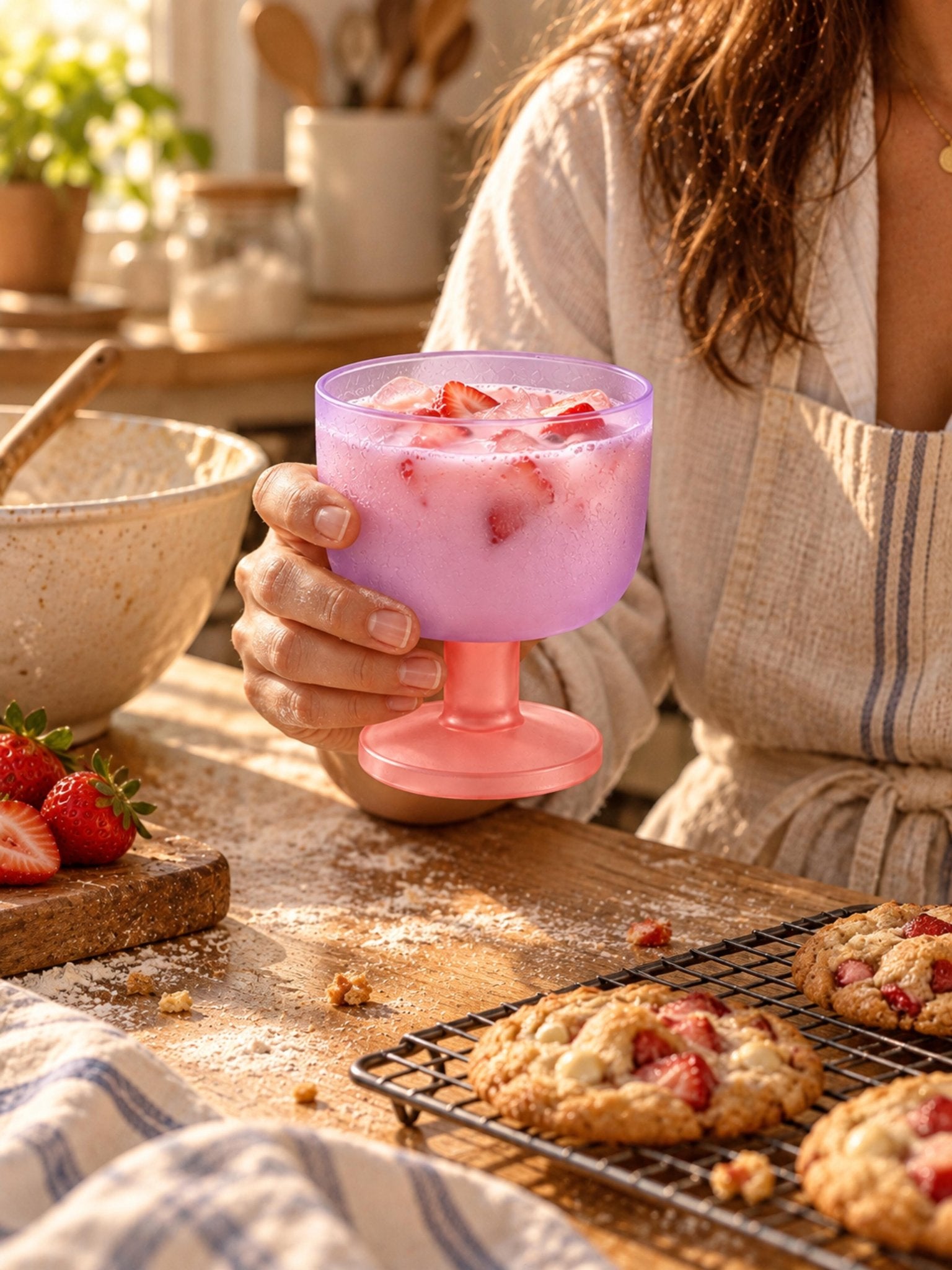 Morning Glow Frosted Glass Goblets Set of 2, Dopamine Pastel Wine Cocktail Glass for Table Setting -Wine Glass- Morning Glow Frosted Glass Goblets Set of 2 - INSPECIAL HOME