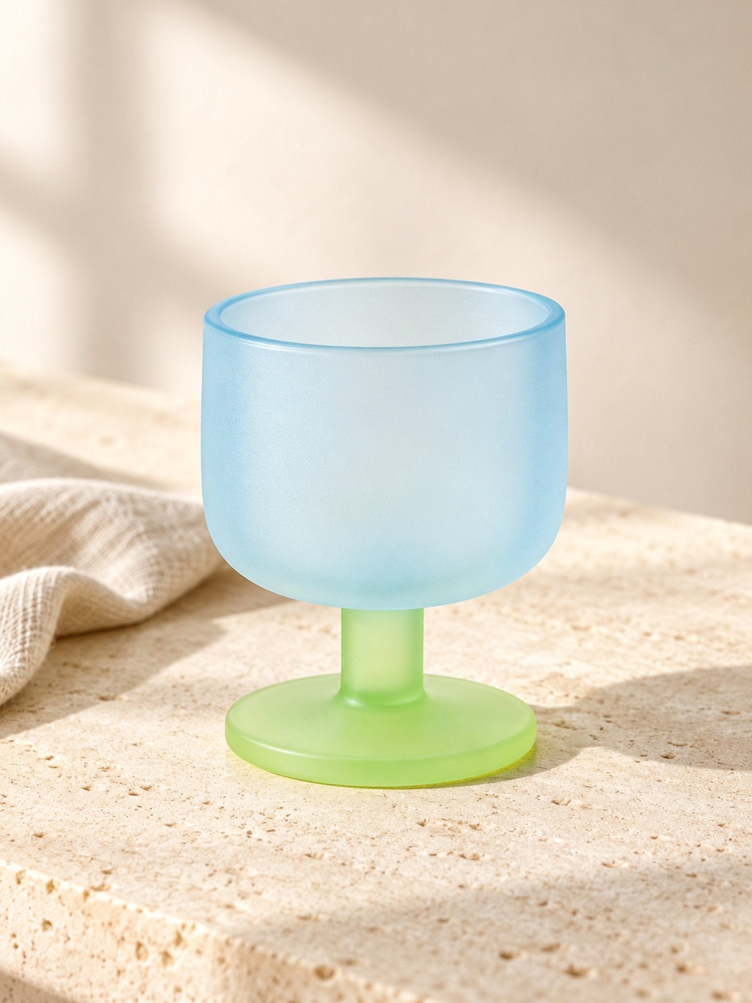Morning Glow Frosted Glass Goblets Set of 2, Dopamine Pastel Wine Cocktail Glass for Table Setting -Wine Glass- Morning Glow Frosted Glass Goblets Set of 2 - INSPECIAL HOME