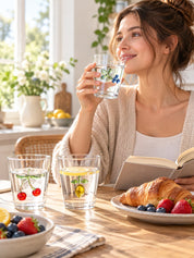 Orchard Delight Glass Tumblers Set of 2, Playful Fruit Glassware for Breakfast Tables, Patio Brunches and Summer Gatherings -Tumblers- Orchard Delight Glass Tumblers-Cherry - INSPECIAL HOME