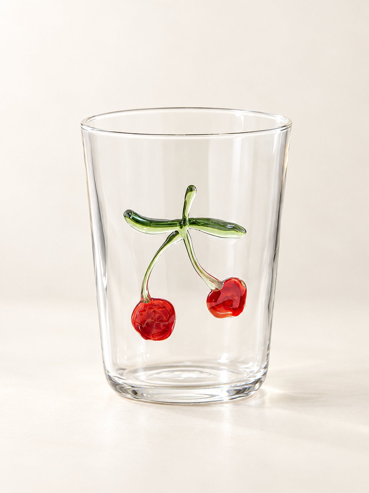 Orchard Delight Glass Tumblers Set of 2, Playful Fruit Glassware for Breakfast Tables, Patio Brunches and Summer Gatherings -Tumblers- Orchard Delight Glass Tumblers-Cherry - INSPECIAL HOME