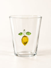 Orchard Delight Glass Tumblers Set of 2, Playful Fruit Glassware for Breakfast Tables, Patio Brunches and Summer Gatherings -Tumblers- Orchard Delight Glass Tumblers-Lemon - INSPECIAL HOME