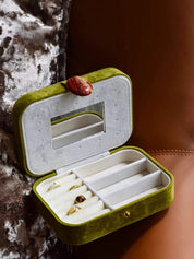 Pebble Jewellery Case, Vintage Velvet Accessory Storage Box Organiser - Pebble Jewellery Case-Green - INSPECIAL HOME