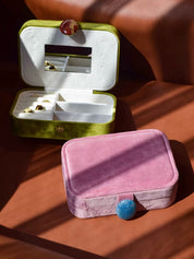 Pebble Jewellery Case, Vintage Velvet Accessory Storage Box Organiser - Pebble Jewellery Case-Pink - INSPECIAL HOME