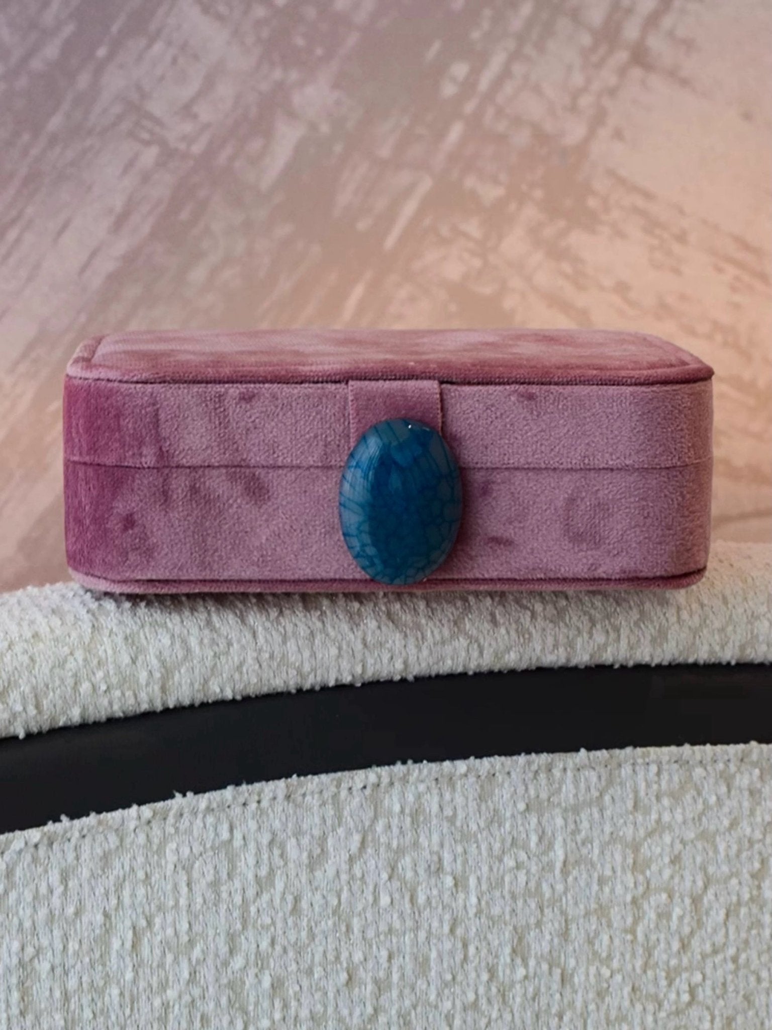 Pebble Jewellery Case, Vintage Velvet Accessory Storage Box Organiser - Pebble Jewellery Case-Pink - INSPECIAL HOME