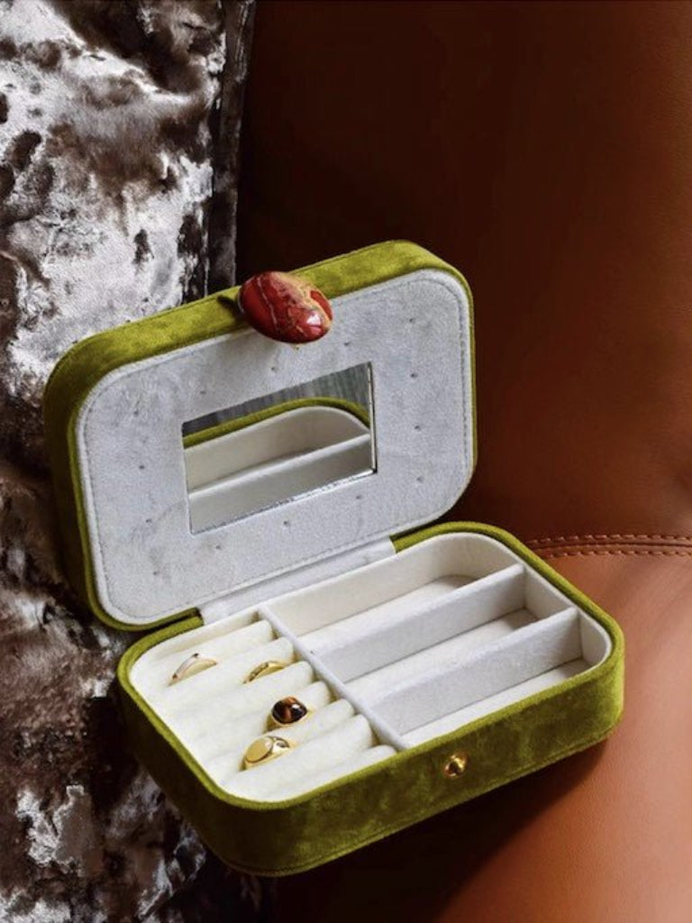 Pebble Jewellery Case, Vintage Velvet Accessory Storage Box