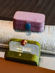 Pebble Jewellery Case, Vintage Velvet Accessory Storage Box Organiser - Pebble Jewellery Case-Pink - INSPECIAL HOME
