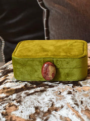Pebble Jewellery Case, Vintage Velvet Accessory Storage Box Organiser - Pebble Jewellery Case-Green - INSPECIAL HOME