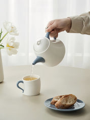 Postmodern Whimsical Wiggle Handle Ceramic Tea Set with Teapot and Mugs - Coffee & Tea Cups - Wiggle Tea Set - Blue - INSPECIAL HOME
