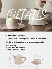 Postmodern Whimsical Wiggle Handle Ceramic Tea Set with Teapot and Mugs - Coffee & Tea Cups - Wiggle Tea Set - Blue - INSPECIAL HOME