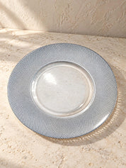 Radiant Moments Glass Dinner Plates Set of 2, Elegant Textured Decorative Plates for Everyday Dining, Dinner Parties, Holiday Table Settings -Plates- Radiant Moments Glass Dinner Plates Set of 2-Silver - INSPECIAL HOME