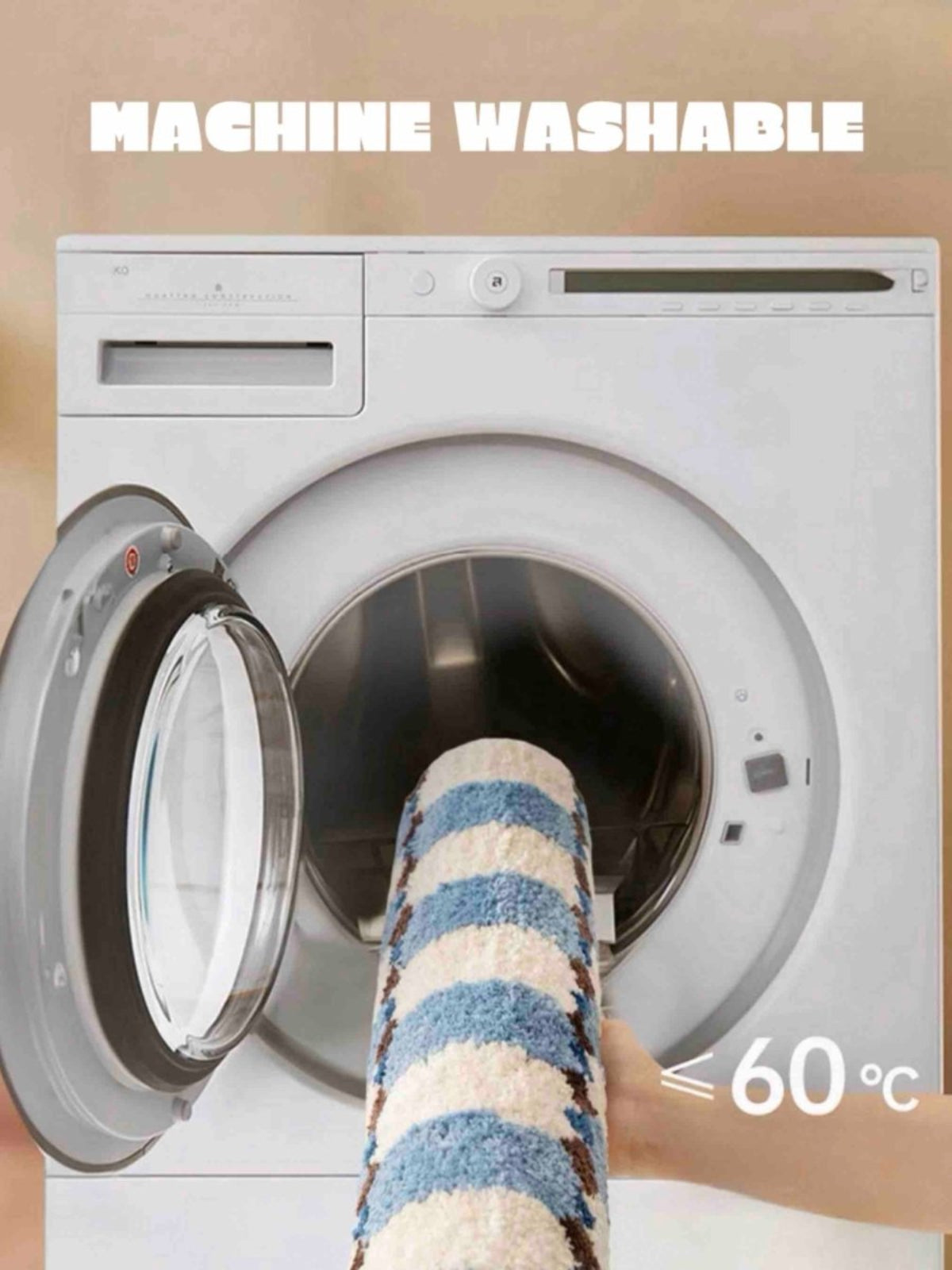 Retro Checker Bath Rug, Machine - washable, Ultra Soft & Absorbent - Retro Checker Bath Rug - Blue - INSPECIAL HOME