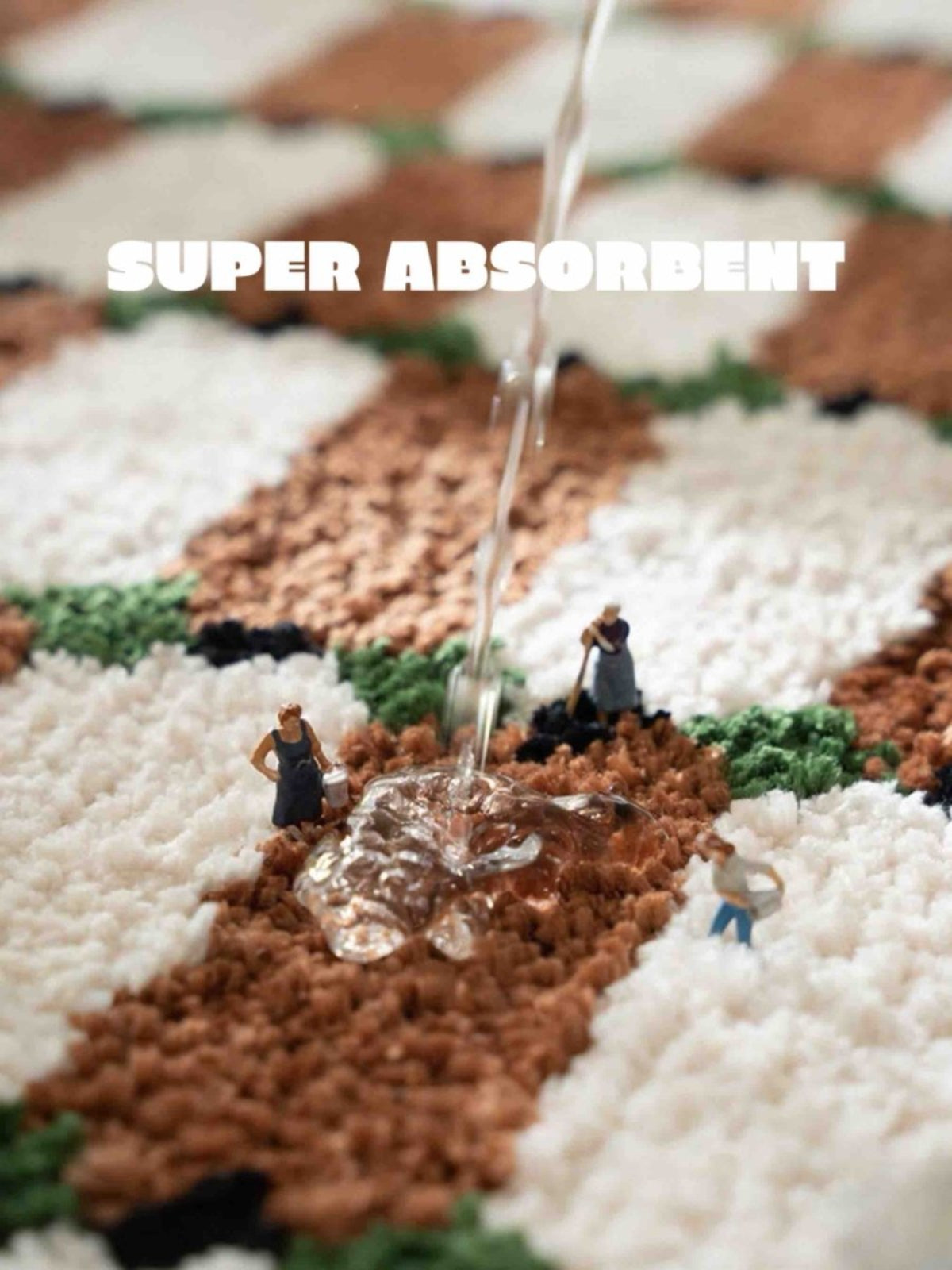 Retro Checker Bath Rug, Machine - washable, Ultra Soft & Absorbent - Retro Checker Bath Rug - Blue - INSPECIAL HOME