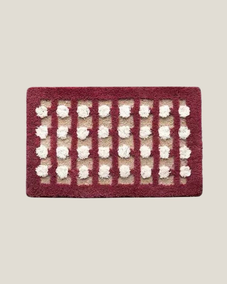 Retro Dotted Bath Rug, Ultra Soft, Absorbent & Anti - slip - Retro Dotted Bath Rug-White Dots & Red Stripes - INSPECIAL HOME