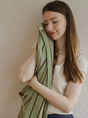 Retro Earthy - tone Pinstripe Bath Towel — 100% Long - Staple Cotton, Soft, Plush & Absorbent - Retro Earthy - tone Pinstripe Towel - Chestnut - Bath Towel - INSPECIAL HOME