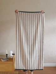 Retro Earthy - tone Pinstripe Bath Towel — 100% Long - Staple Cotton, Soft, Plush & Absorbent - Retro Earthy - tone Pinstripe Towel - Ivory - Bath Towel - INSPECIAL HOME