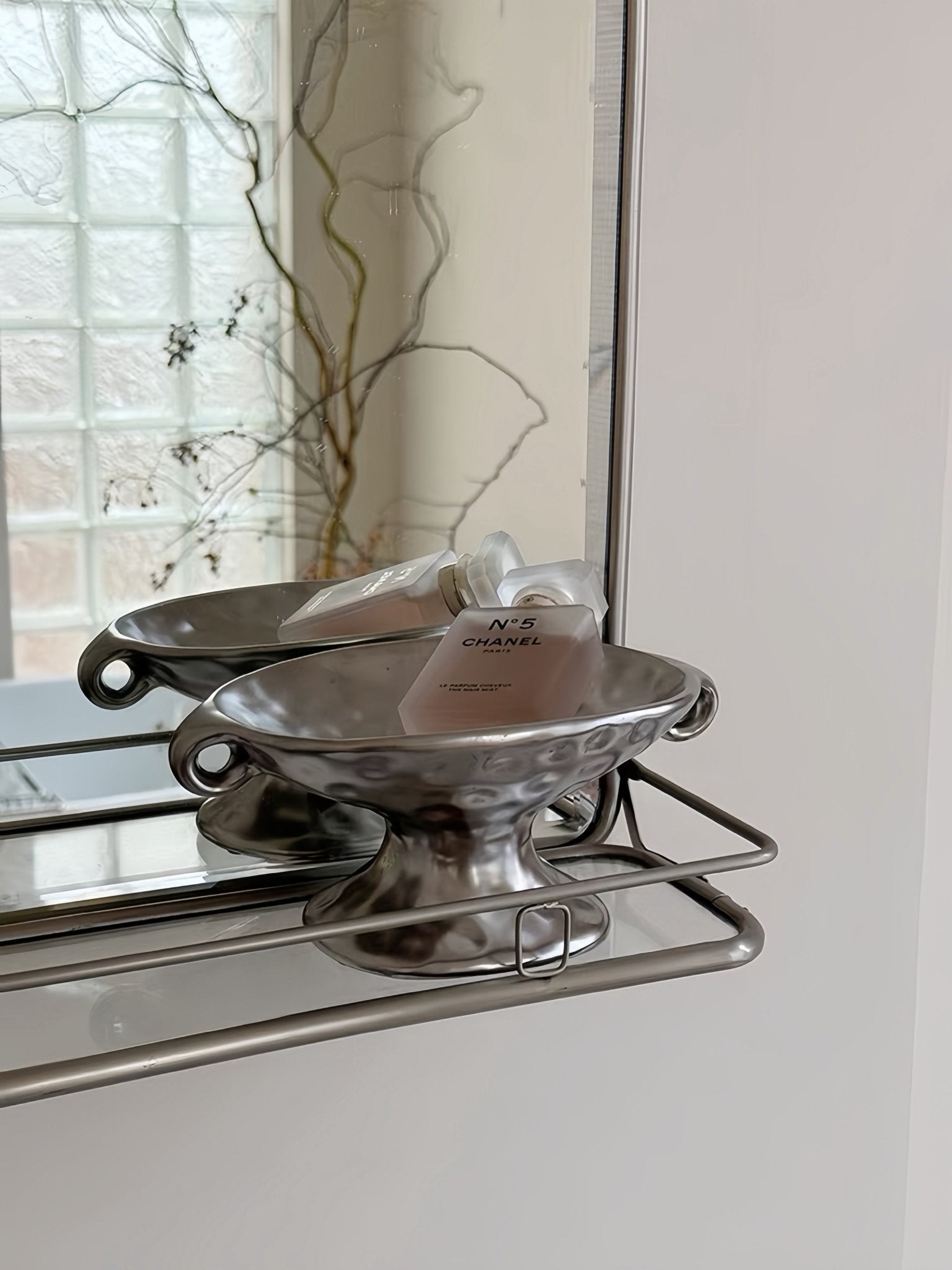 Retro Silver Footed Decorative Tray For Fruits Or Accessories -Candle Holders- Retro Silver Footed Tray - INSPECIAL HOME