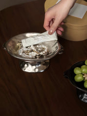 Retro Silver Footed Decorative Tray For Fruits Or Accessories -Candle Holders- Retro Silver Footed Tray - INSPECIAL HOME
